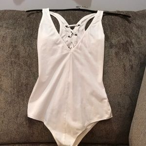 Tobi lace up body suit. Size xs. White